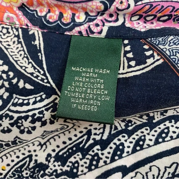 NWT Lauren Ralph Lauren Multi Color Fash 3 Paisley Pattern Button Down Shirt Sm - Picture 12 of 15